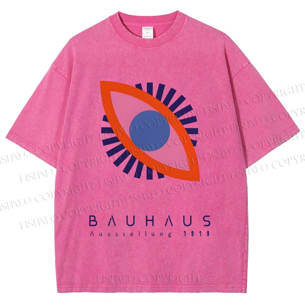 Unisex Bauhaus Geometric Eyes Printed Washed Tee