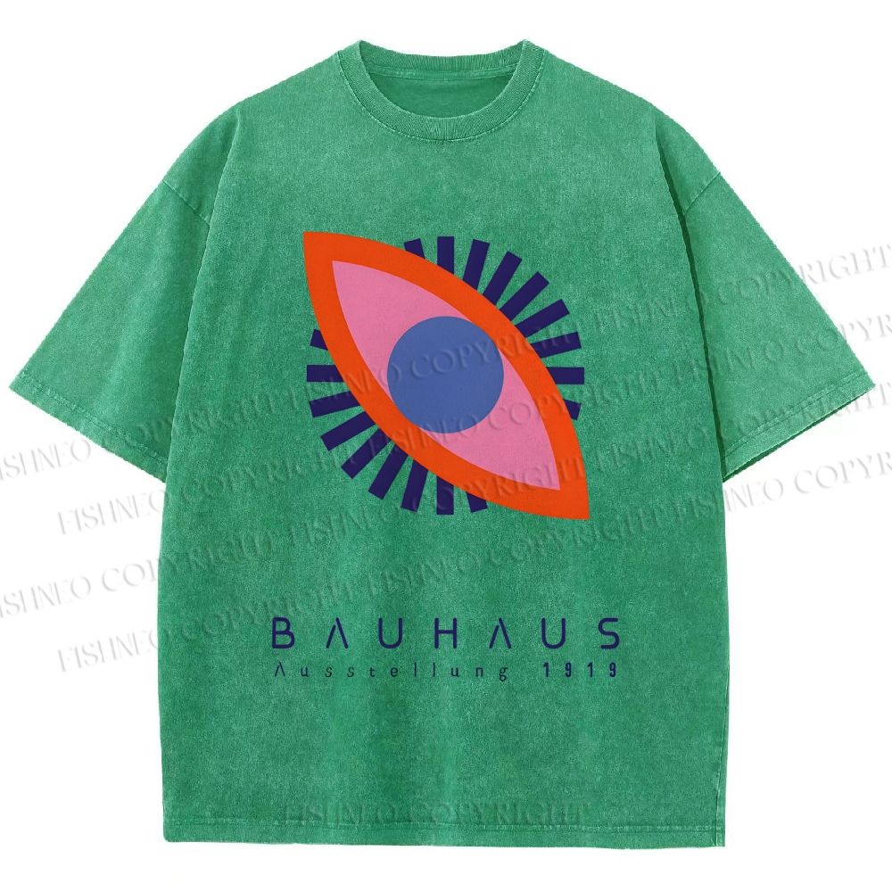 Unisex Bauhaus Geometric Eyes Printed Washed Tee