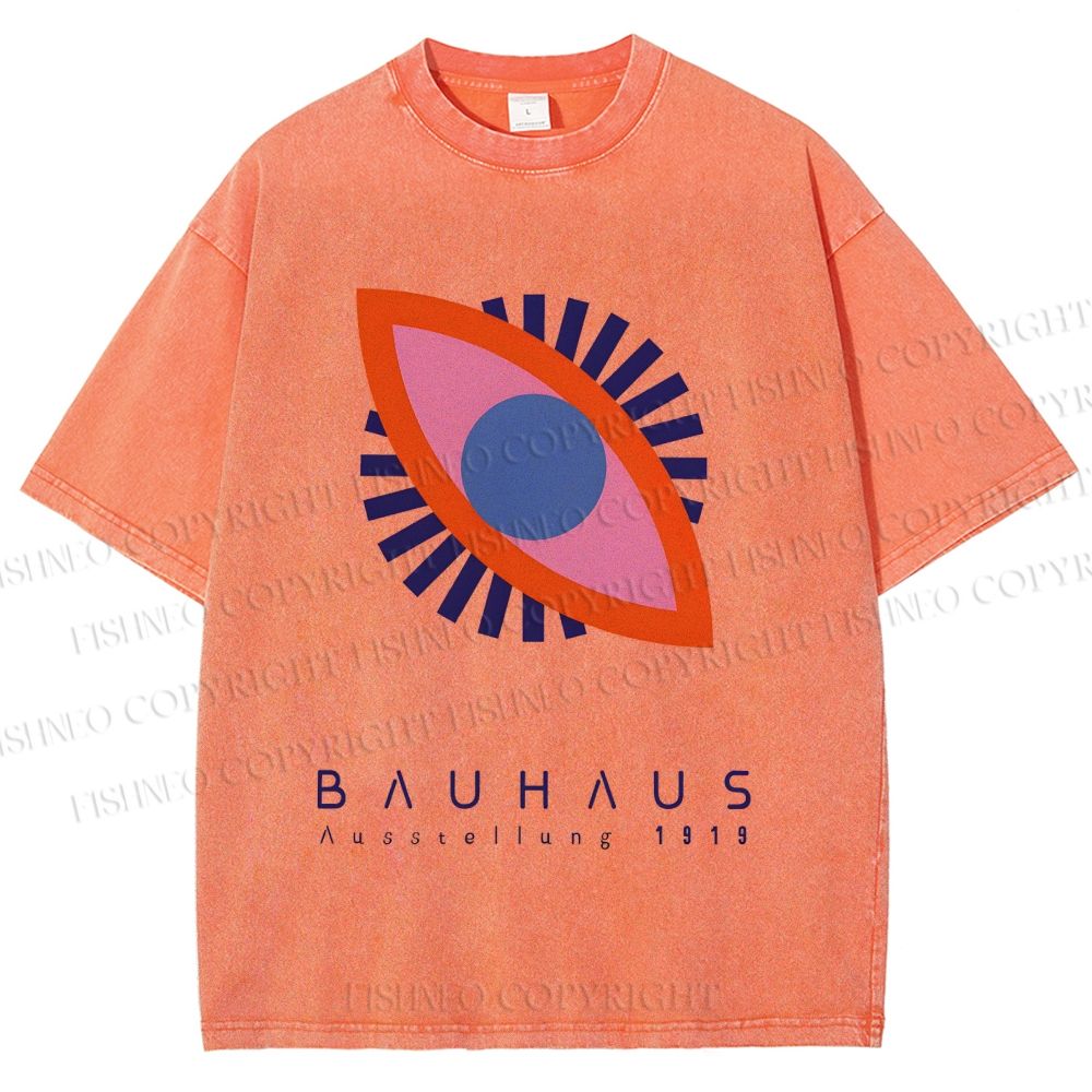 Unisex Bauhaus Geometric Eyes Printed Washed Tee