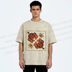 Unisex Two Funny Tigers Printed Washed Tee