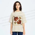 Unisex Two Funny Tigers Printed Washed Tee