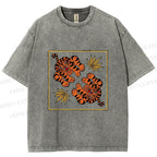 Unisex Two Funny Tigers Printed Washed Tee