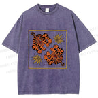 Unisex Two Funny Tigers Printed Washed Tee