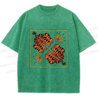 Unisex Two Funny Tigers Printed Washed Tee