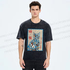 Unisex Japanese Cat Exhibition Collage Poster Printed Washed Tee
