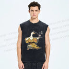 Unisex Goose In Kimono With Bow Printed Washed Tank Top