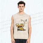 Unisex Goose In Kimono With Bow Printed Washed Tank Top