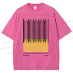 Unisex Bauhaus Geometric Lines Printed Washed Tee