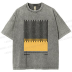 Unisex Bauhaus Geometric Lines Printed Washed Tee