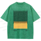 Unisex Bauhaus Geometric Lines Printed Washed Tee