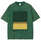 Unisex Bauhaus Geometric Lines Printed Washed Tee