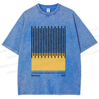 Unisex Bauhaus Geometric Lines Printed Washed Tee