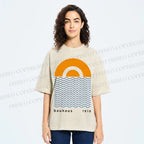 Unisex Bauhaus Waves Sunrise Printed Washed Tee