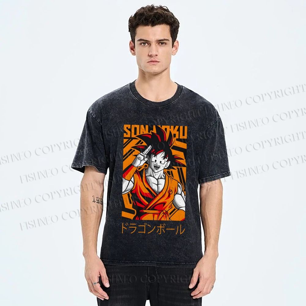 Unisex Dragon Ball Goku Printed Washed Tee