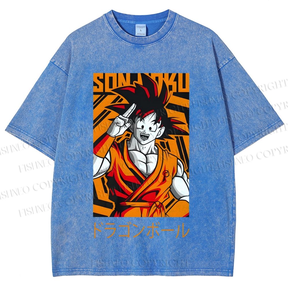 Unisex Dragon Ball Goku Printed Washed Tee