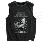 Unisex Cat Claims Fish Saving Meme Printed Washed Tank Top