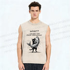Unisex Cat Claims Fish Saving Meme Printed Washed Tank Top