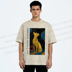 Unisex Yayoi Kusama Cat Printed Washed Tee