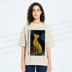 Unisex Yayoi Kusama Cat Printed Washed Tee