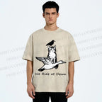 Unisex Funny We Ride At Dawn Printed Washed Tee