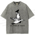 Unisex Funny We Ride At Dawn Printed Washed Tee