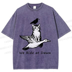 Unisex Funny We Ride At Dawn Printed Washed Tee