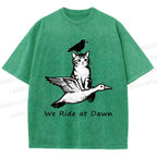 Unisex Funny We Ride At Dawn Printed Washed Tee