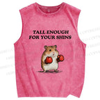 Unisex Meme Hamster With Boxing Gloves Printed Washed Tank Top