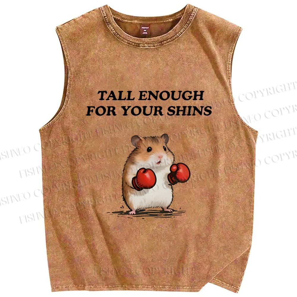 Unisex Meme Hamster With Boxing Gloves Printed Washed Tank Top