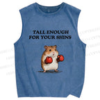 Unisex Meme Hamster With Boxing Gloves Printed Washed Tank Top