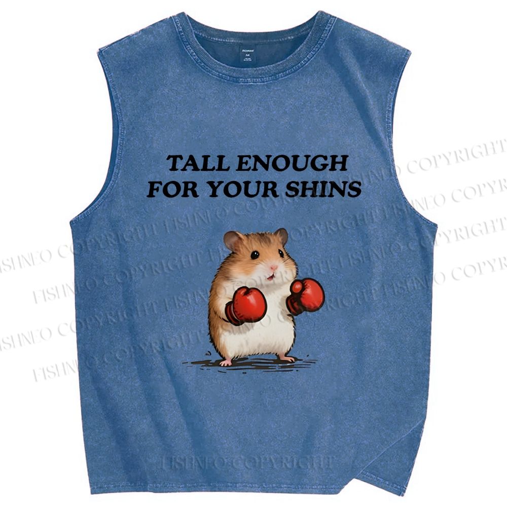 Unisex Meme Hamster With Boxing Gloves Printed Washed Tank Top