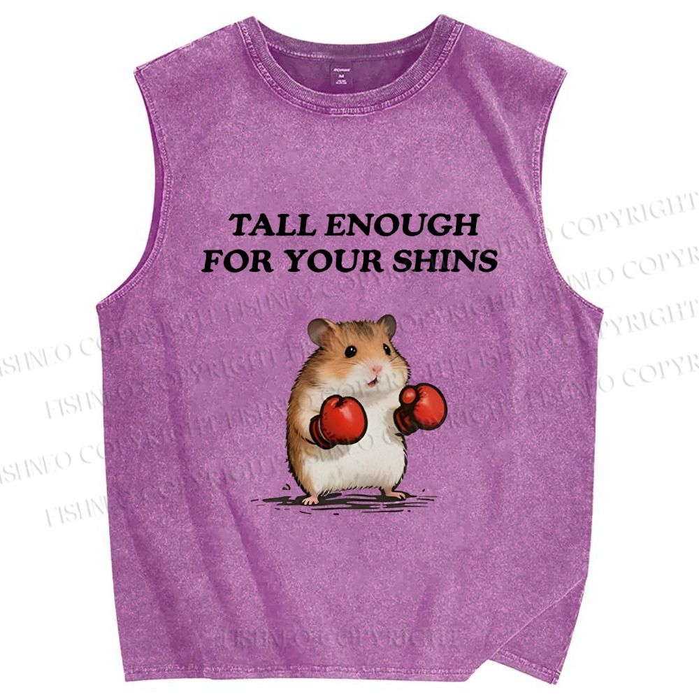 Unisex Meme Hamster With Boxing Gloves Printed Washed Tank Top