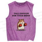 Unisex Meme Hamster With Boxing Gloves Printed Washed Tank Top