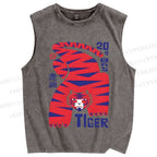 Unisex Tiger Printed Washed Tank Top