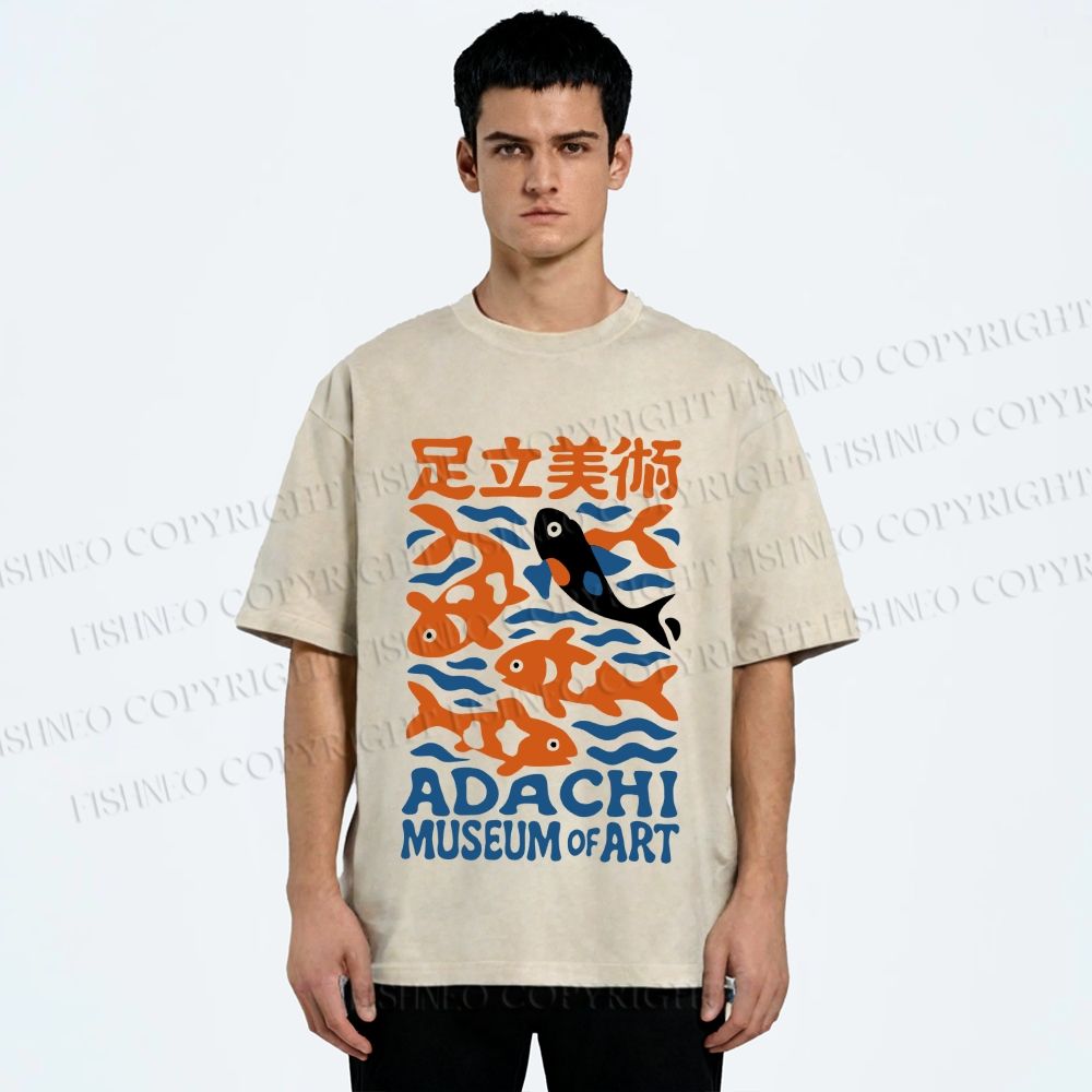Unisex Koi Fish Museum of Art Printed Washed Tee