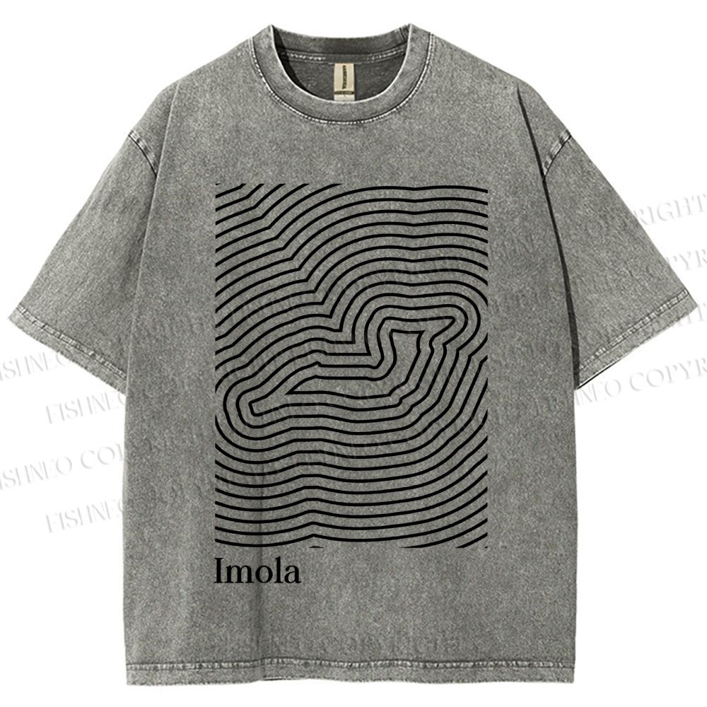 Unisex Imola Line Art Printed Washed Tee