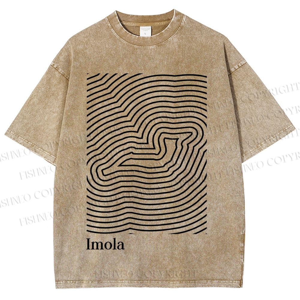 Unisex Imola Line Art Printed Washed Tee