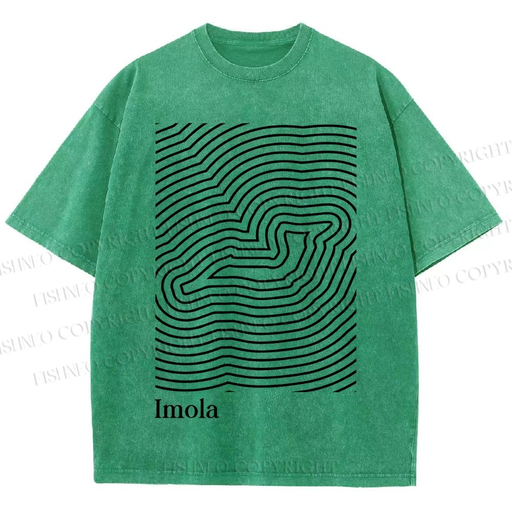 Unisex Imola Line Art Printed Washed Tee