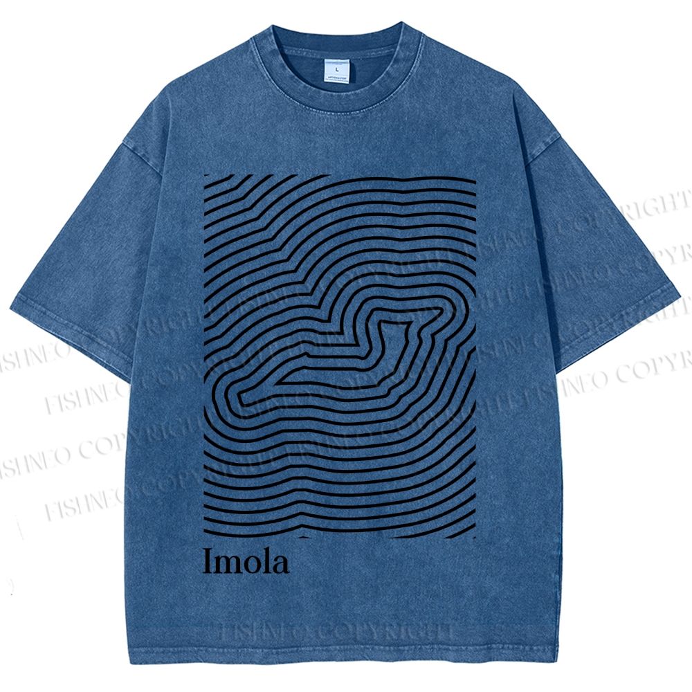 Unisex Imola Line Art Printed Washed Tee