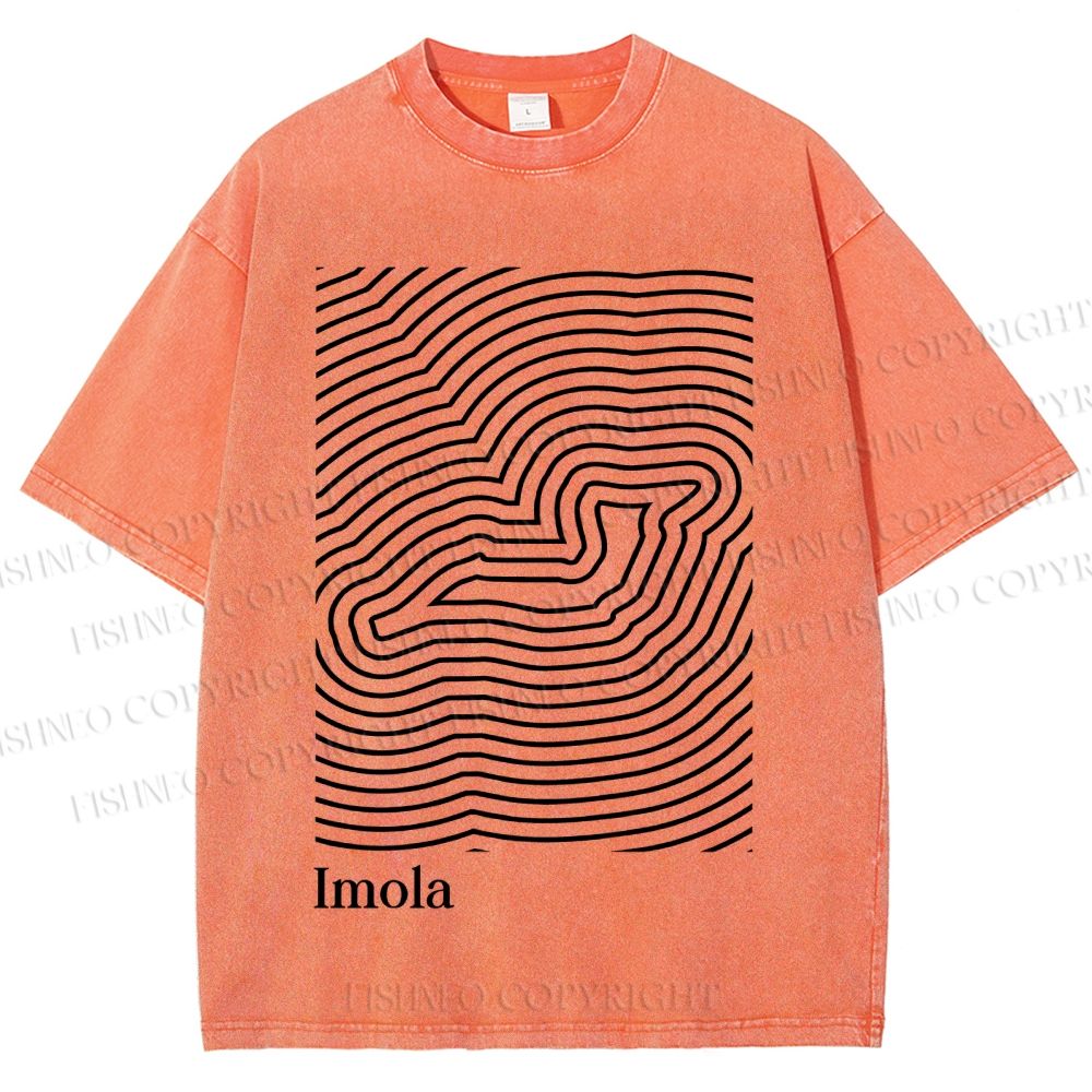 Unisex Imola Line Art Printed Washed Tee