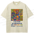 Unisex Yayoi Kusama Abstract Art Printed Washed Tee
