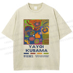 Unisex Yayoi Kusama Abstract Art Printed Washed Tee