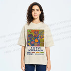 Unisex Yayoi Kusama Abstract Art Printed Washed Tee