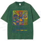 Unisex Yayoi Kusama Abstract Art Printed Washed Tee