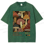 Unisex Yayoi Kusama Mushroom Printed Washed Tee