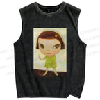 Unisex Yoshitomo Nara Printed Washed Tank Top