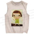 Unisex Yoshitomo Nara Printed Washed Tank Top