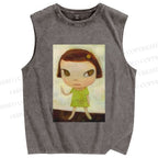 Unisex Yoshitomo Nara Printed Washed Tank Top