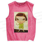 Unisex Yoshitomo Nara Printed Washed Tank Top