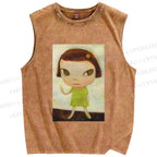 Unisex Yoshitomo Nara Printed Washed Tank Top